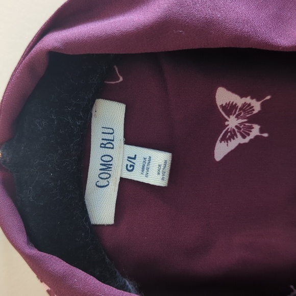 Wine Color Como Blu blouse Size L - Picture 3 of 5